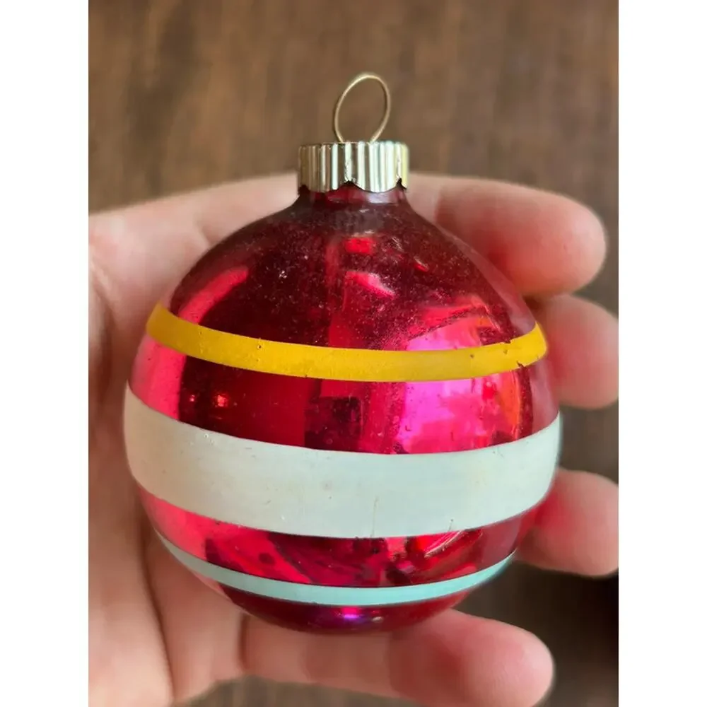 3 vintage shiny brite glass ball ornaments Christmas